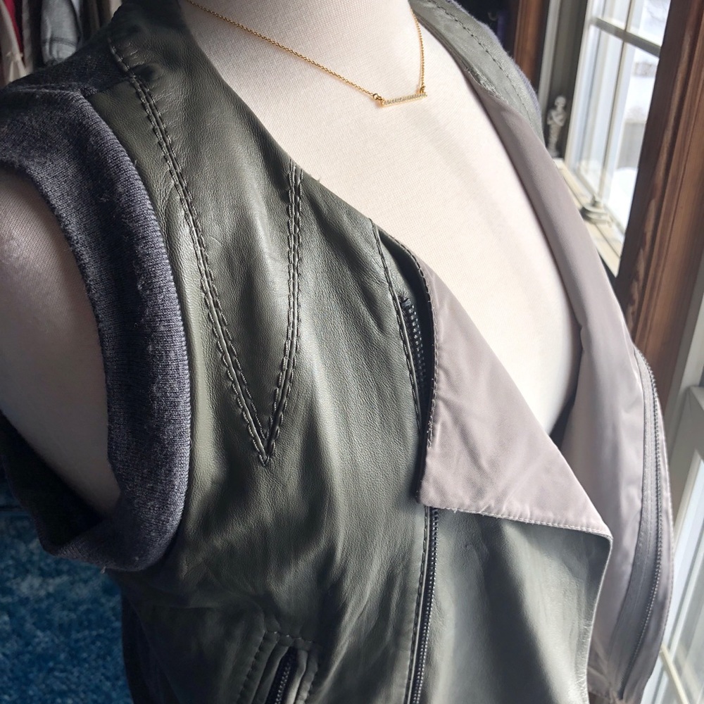 BCBG Chic Leather Motorcycle Vest